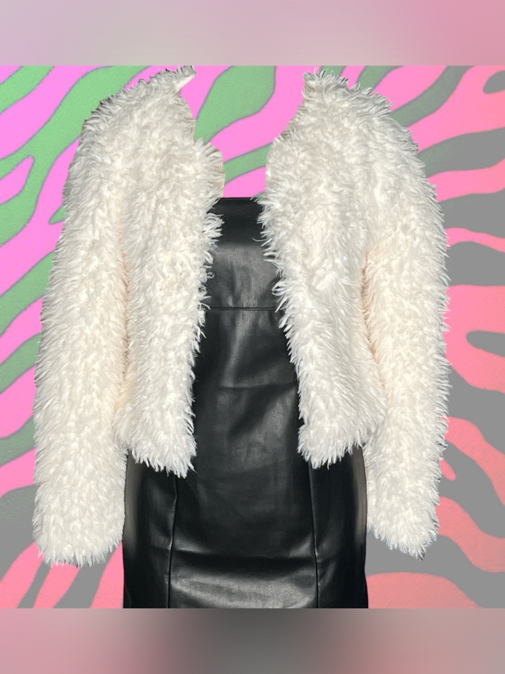 monster fur off white open front jacket